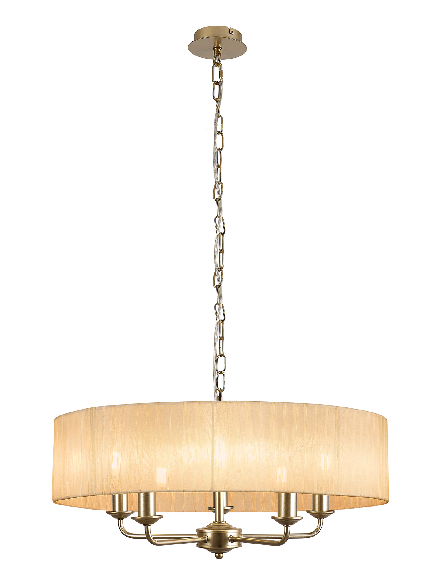 DK0964  Banyan 45cm 3 Light Pendant Champagne Gold, Soft Bronze